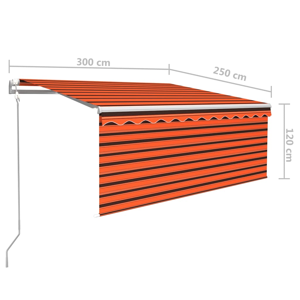 Markizė su uždanga/LED/vėjo jutikliu, oranžinė/ruda, 3x2,5m