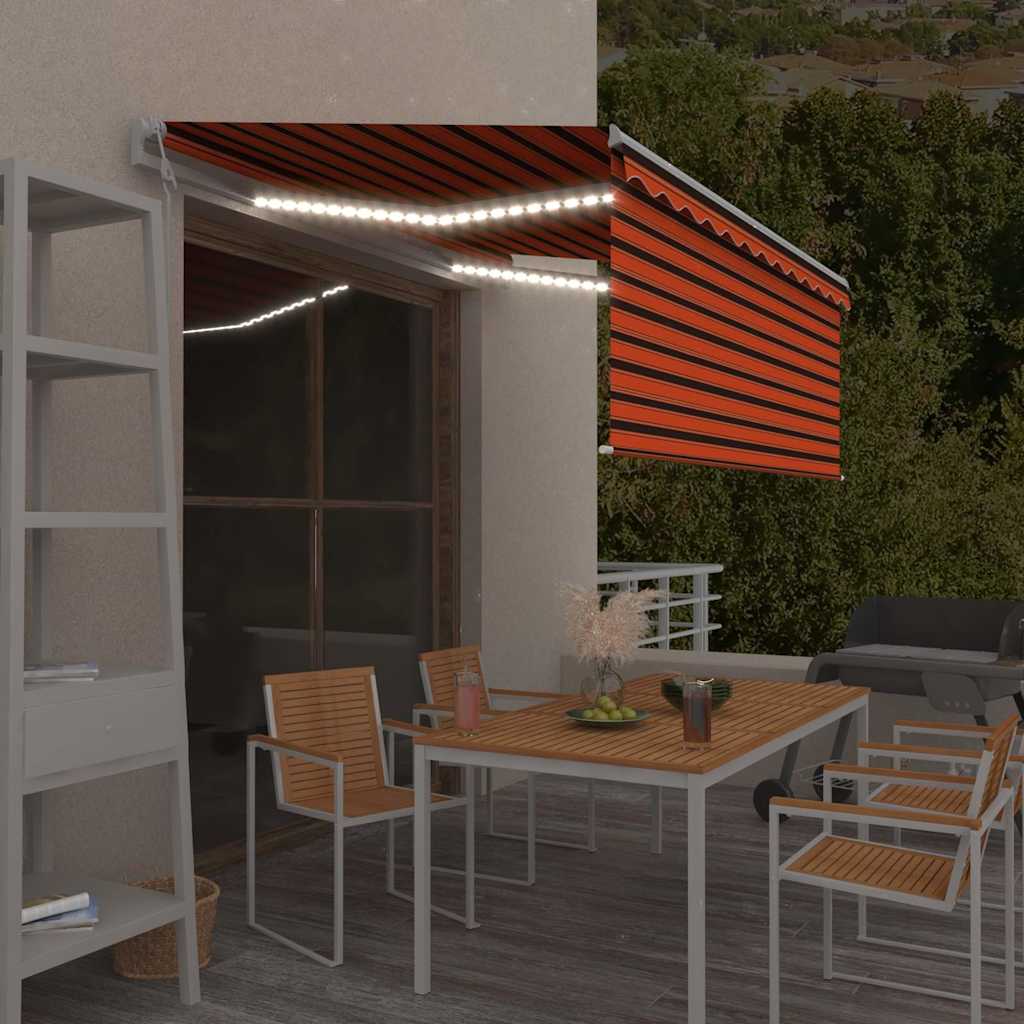 Markizė su uždanga/LED/vėjo jutikliu, oranžinė/ruda, 3x2,5m