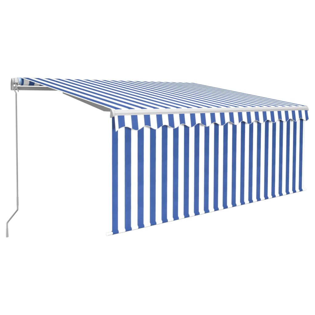 Rankiniu būdu ištraukiama markizė, mėlyna ir balta, 3,5x2,5m