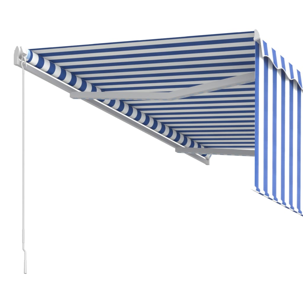 Rankiniu būdu ištraukiama markizė, mėlyna ir balta, 3,5x2,5m