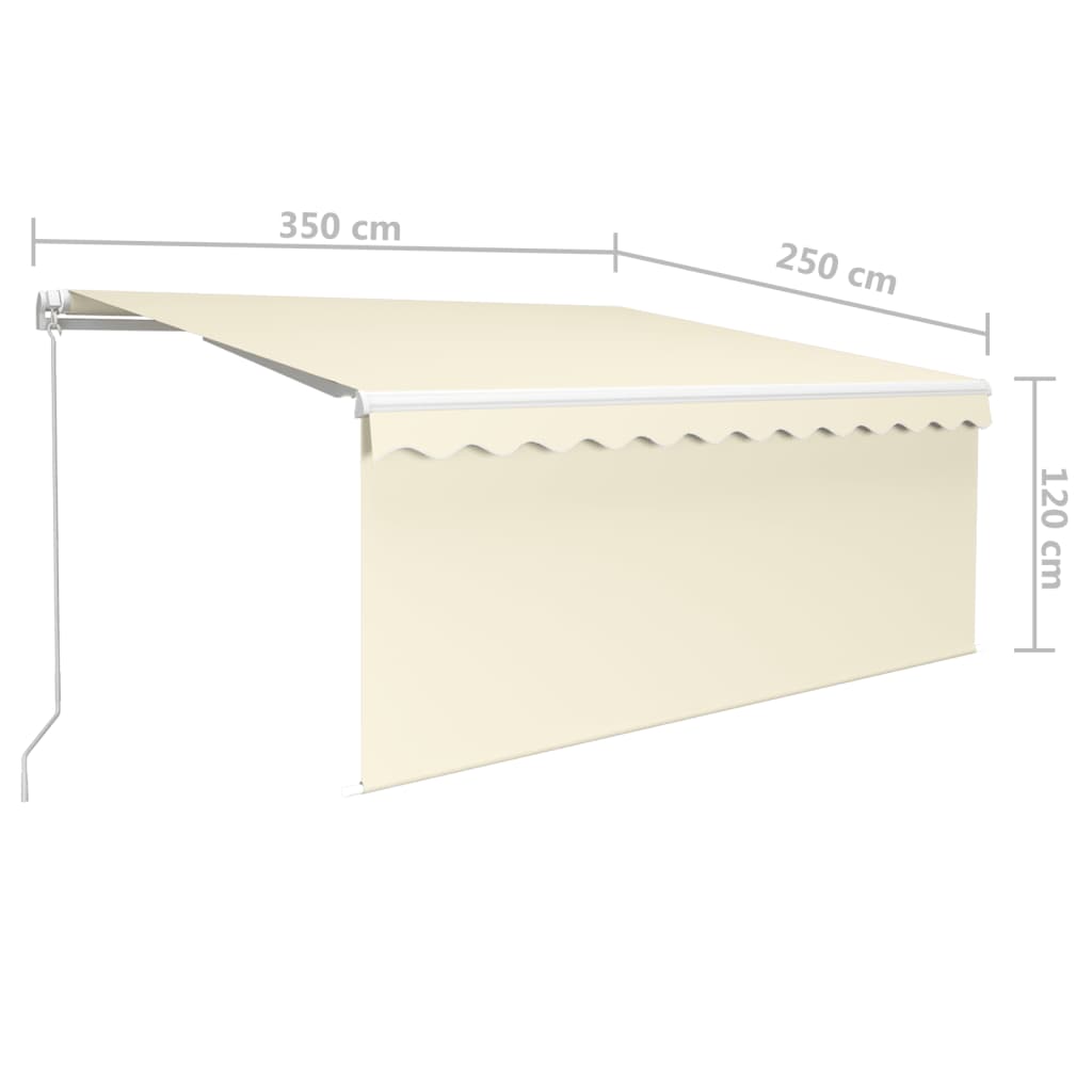 Rankiniu būdu ištraukiama markizė su uždanga, kreminė, 3,5x2,5m