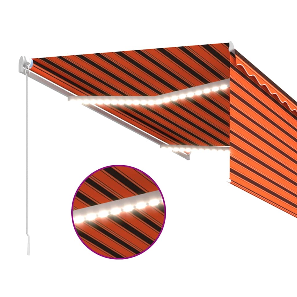 Rankiniu būdu ištraukiama markizė, oranžinė ir ruda, 3,5x2,5m