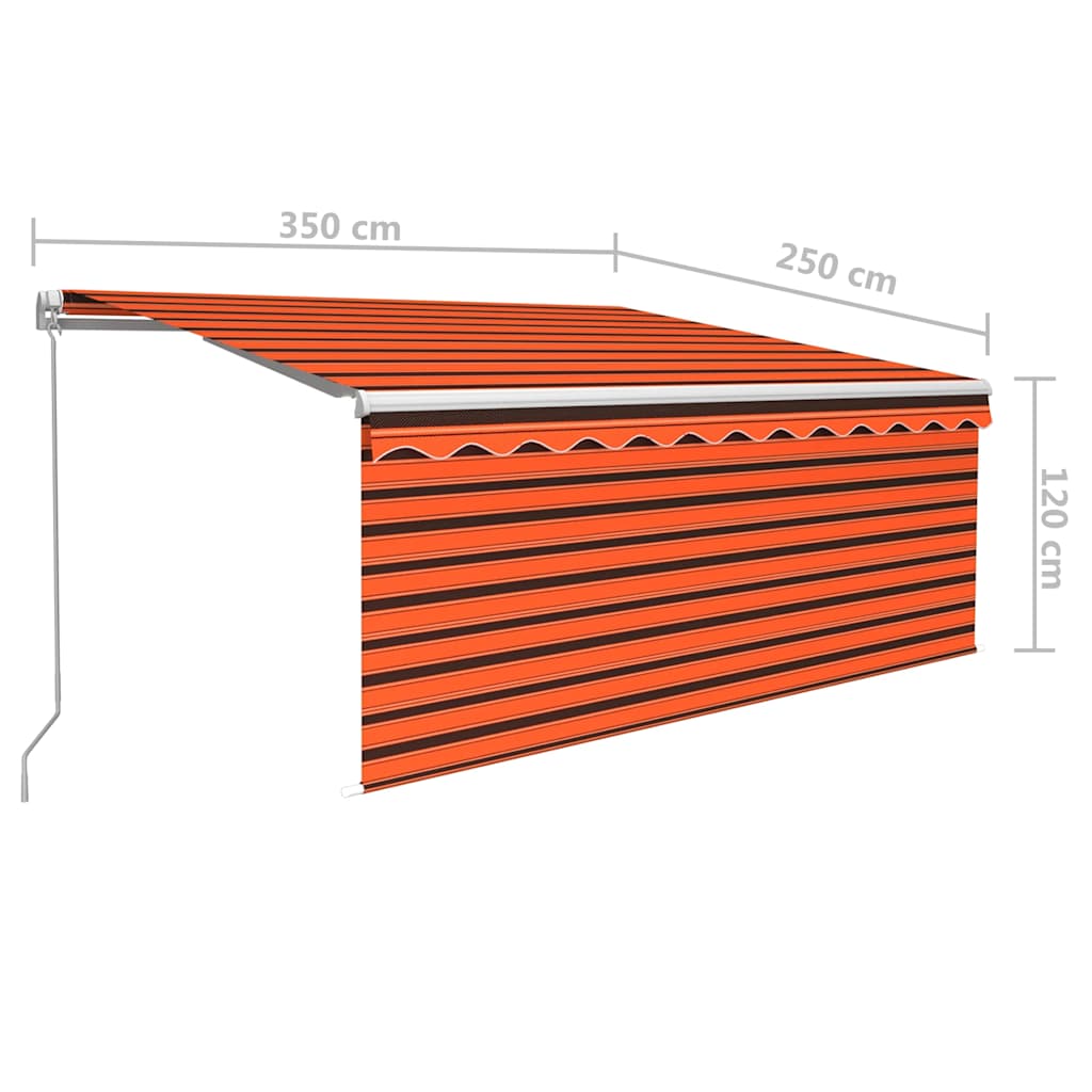 Rankiniu būdu ištraukiama markizė, oranžinė ir ruda, 3,5x2,5m