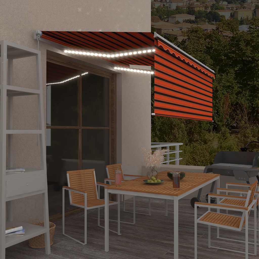 Manuāli ievelkama markīze, oranža un brūna, 3,5x2,5 m