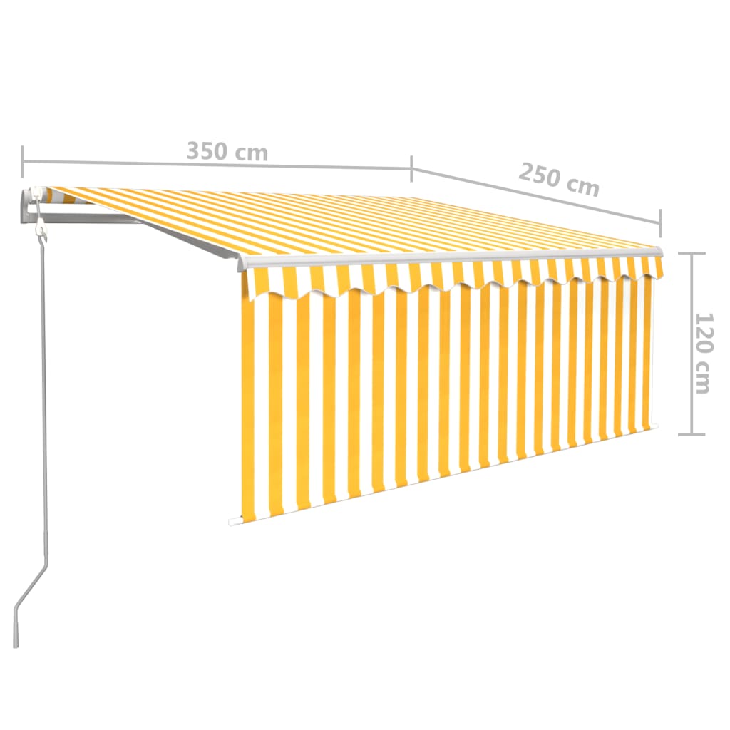 Automatiniu būdu ištraukiama markizė, geltona/balta, 3,5x2,5m