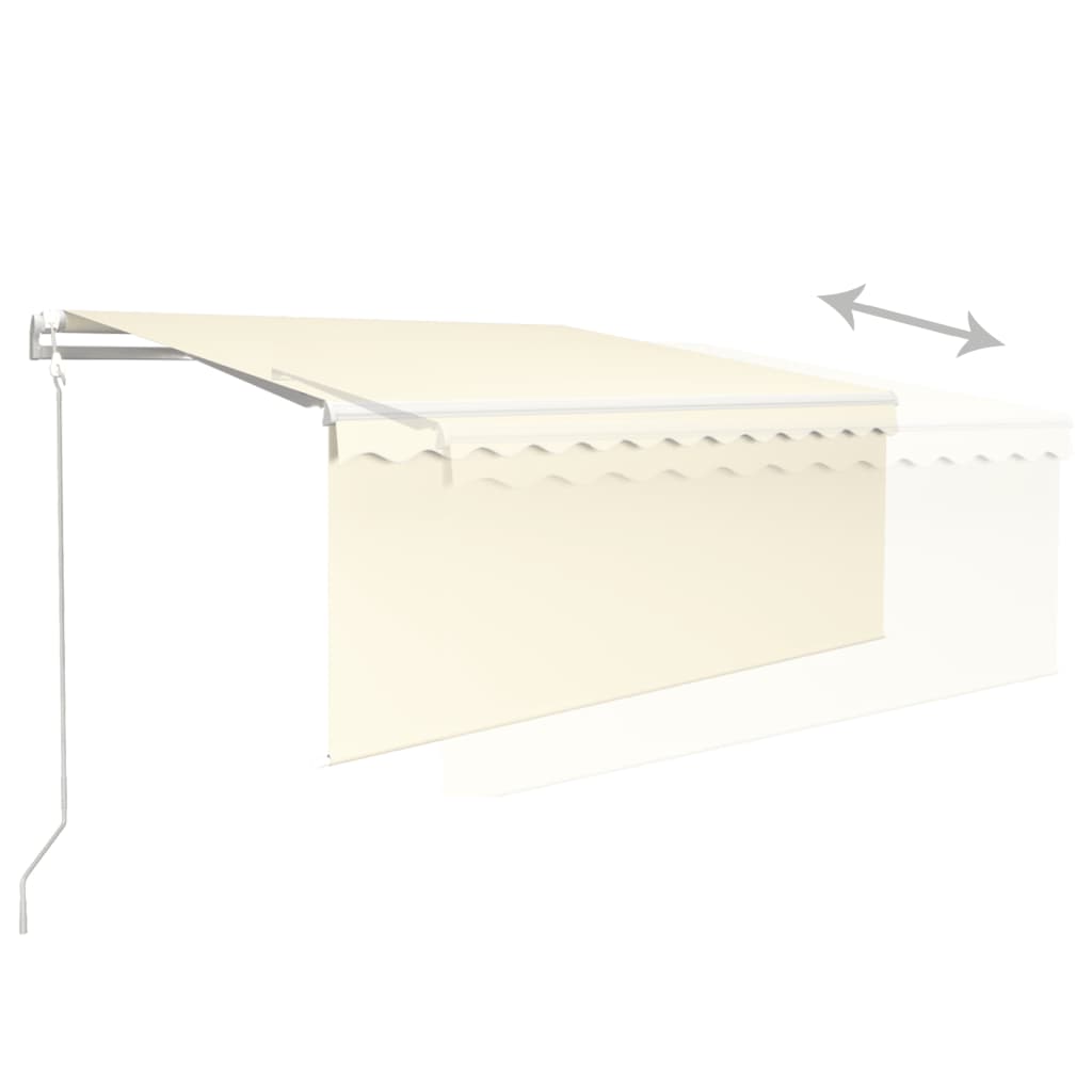 Markizė su uždanga/LED/vėjo jutikliu, kreminė, 3,5x2,5m
