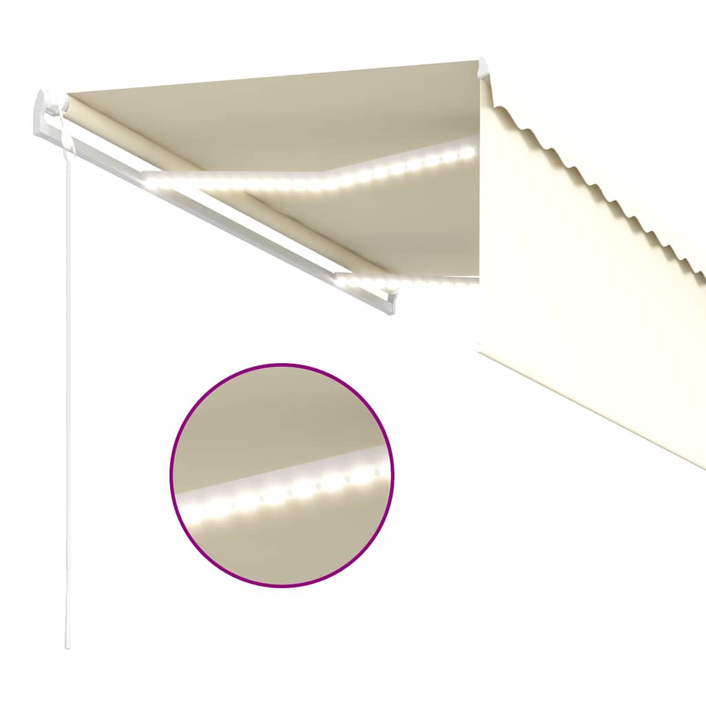Elektrinė markizė su LED ir jutikliu 3,5 x 2,5 m Kreminė