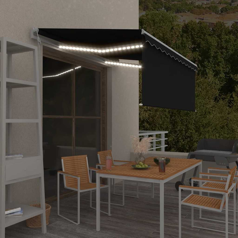 Markizė su uždanga/LED/vėjo jutikliu, antracito, 3,5x2,5m