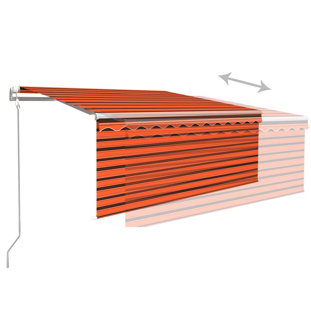 Markizė su uždanga/LED/vėjo jutikliu, oranžinė/ruda, 3,5x2,5m