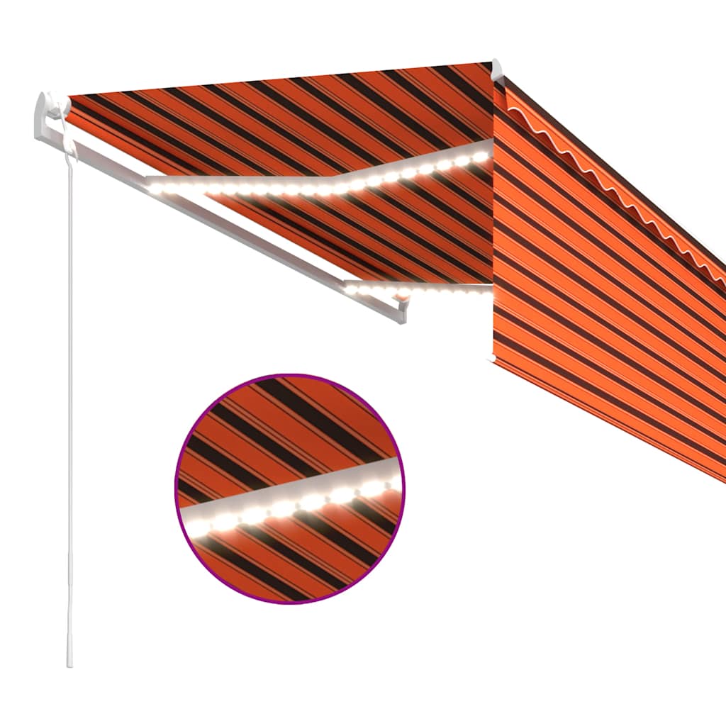 Markizė su uždanga/LED/vėjo jutikliu, oranžinė/ruda, 3,5x2,5m