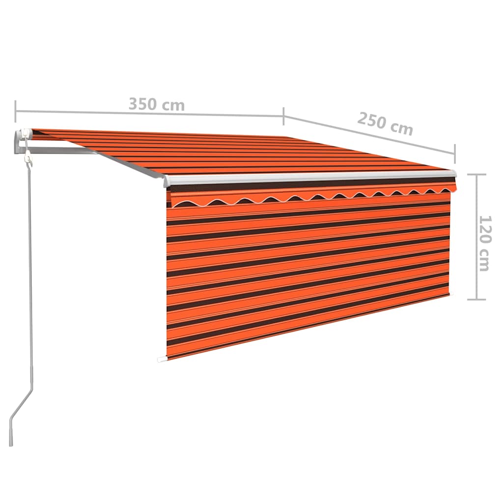 Markizė su uždanga/LED/vėjo jutikliu, oranžinė/ruda, 3,5x2,5m