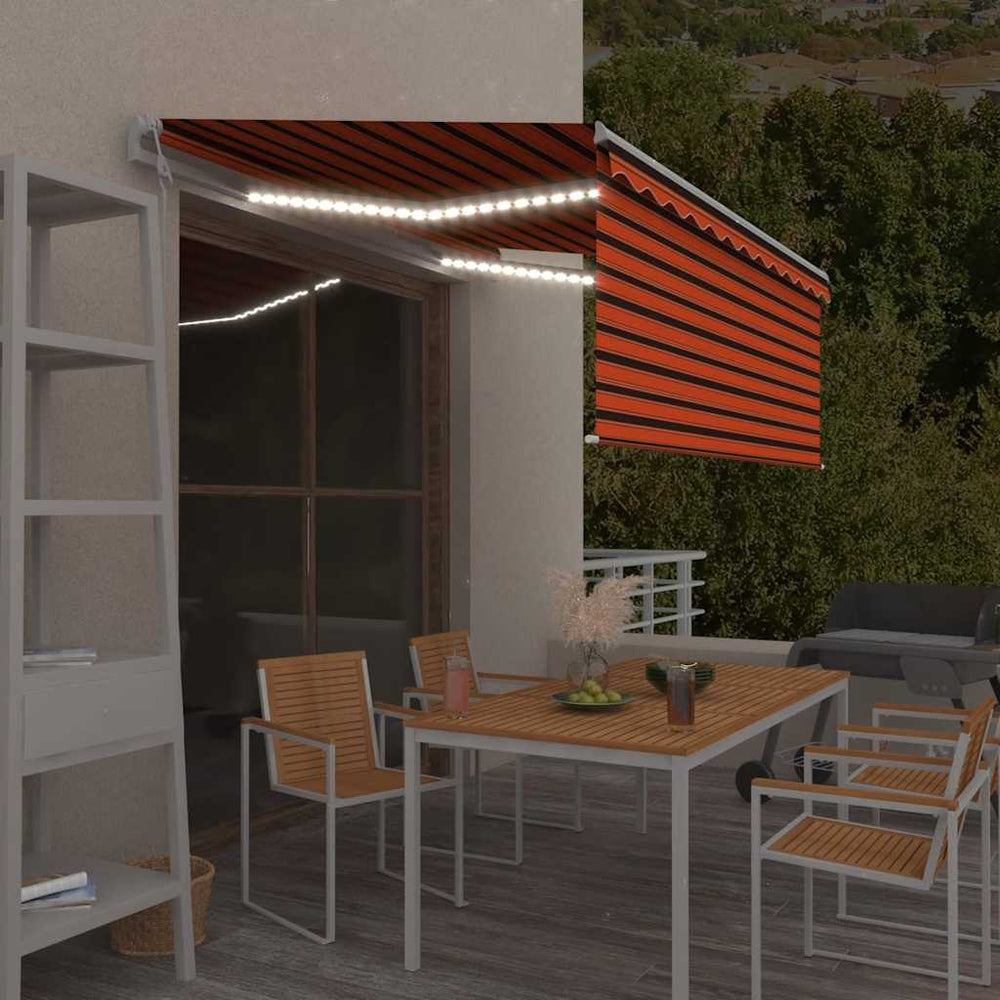 Markizė su uždanga/LED/vėjo jutikliu, oranžinė/ruda, 3,5x2,5m