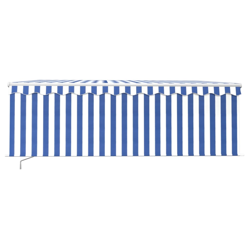 Manual retractable awning, blue and white, 4x3m