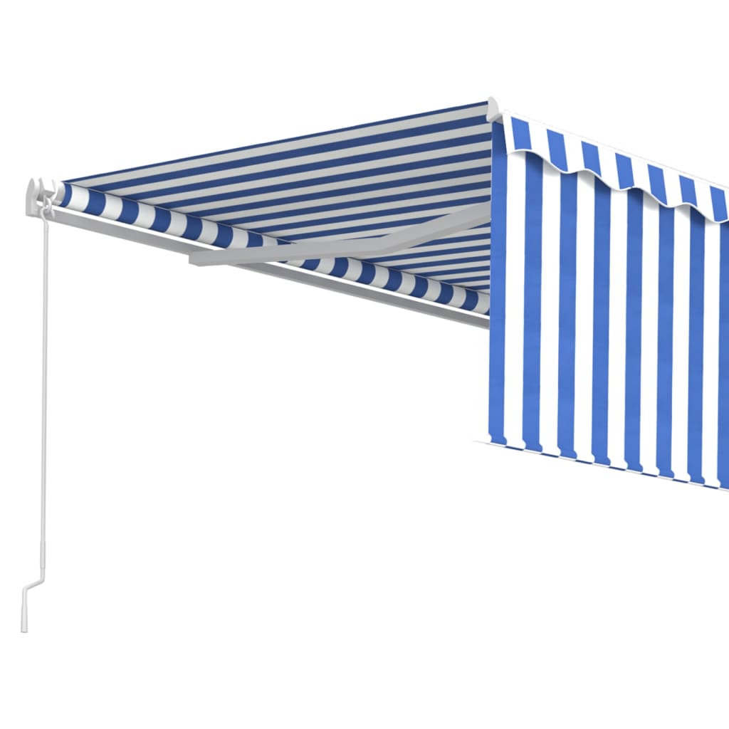 Manual retractable awning, blue and white, 4x3m