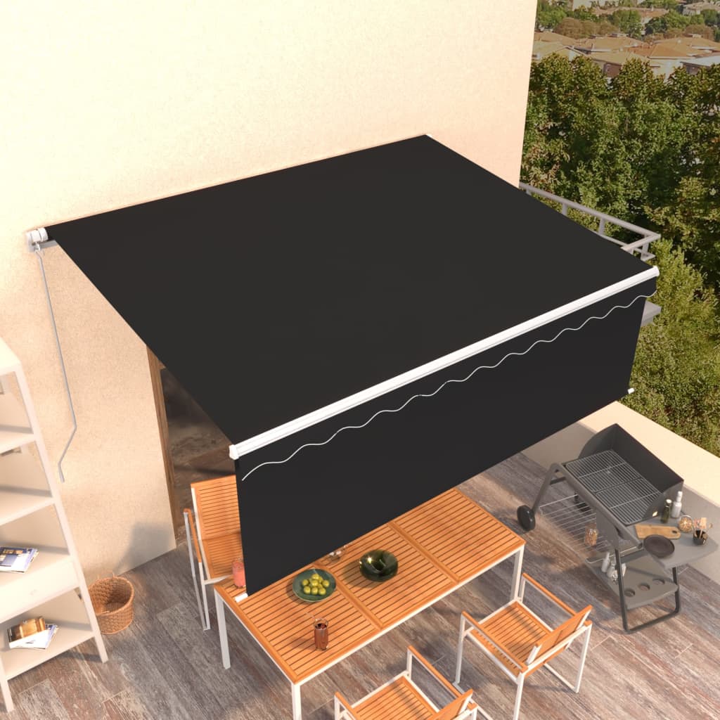 Rankiniu būdu ištraukiama markizė su uždanga, antracito, 4x3m