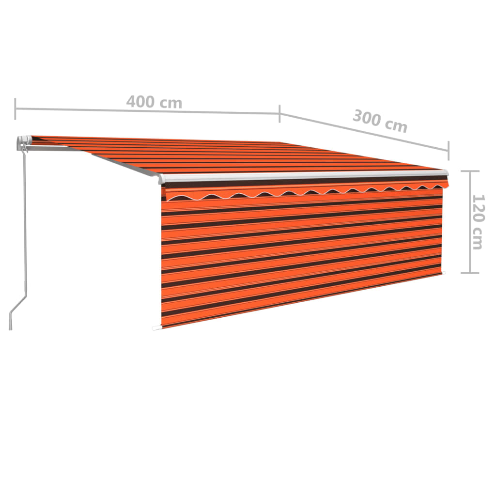 Rankiniu būdu ištraukiama markizė, oranžinė ir ruda, 4x3m