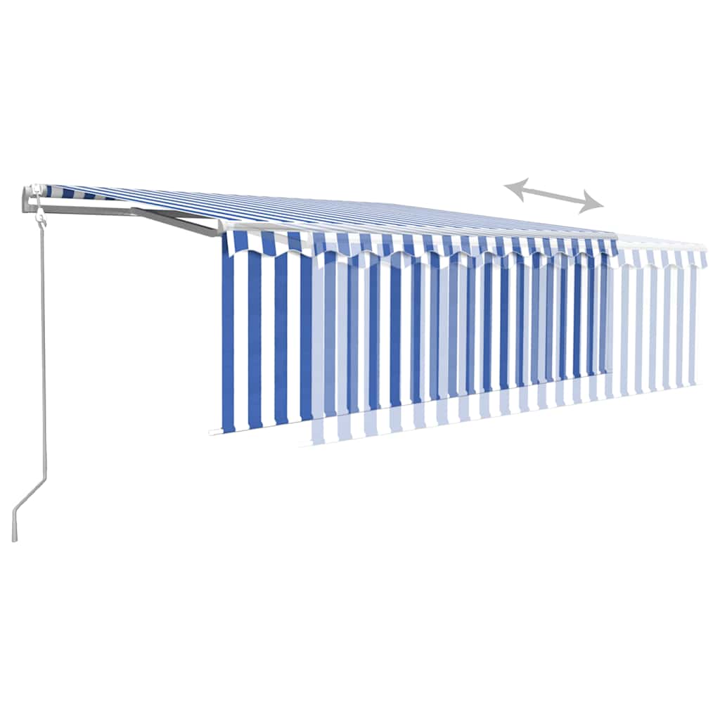 Automātiski izvelkama markīze, zila un balta, 4x3m