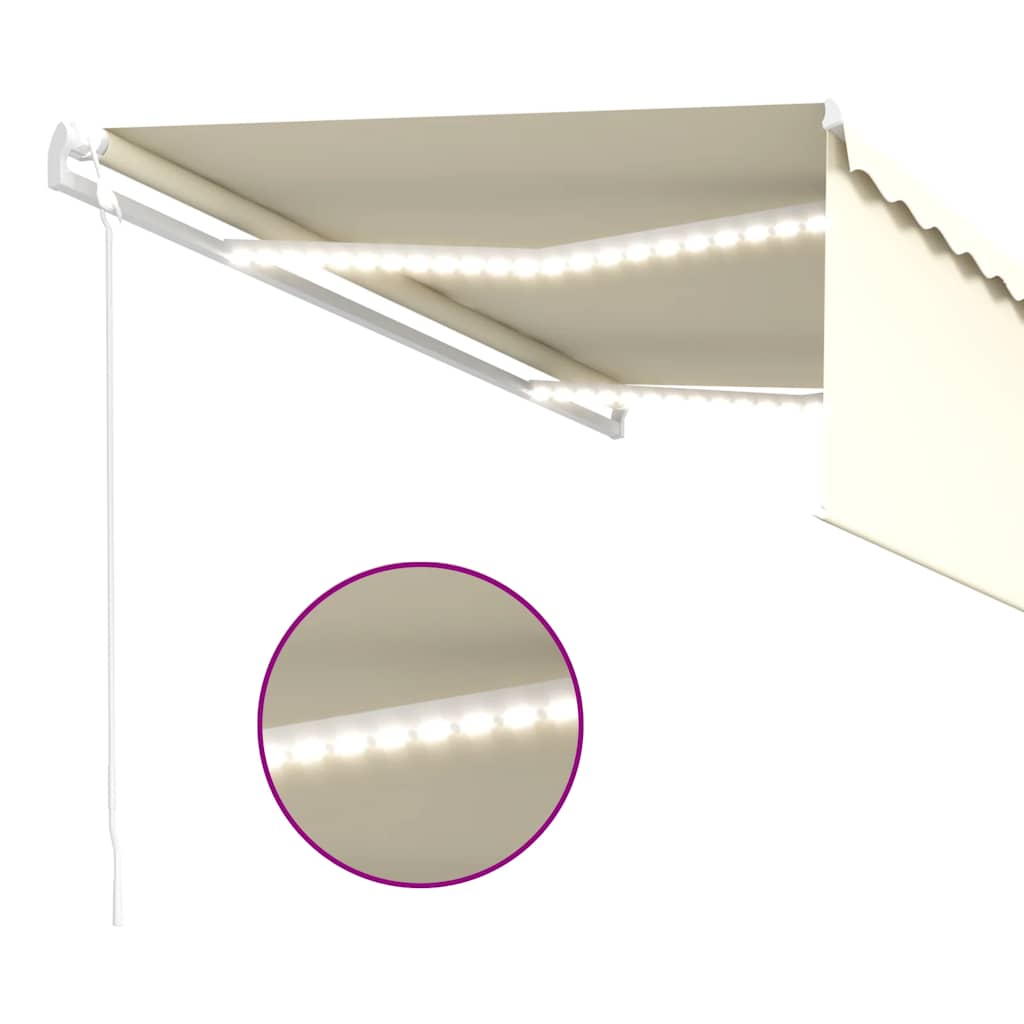 Automatinė markizė su uždanga/LED/vėjo jutikliu, kreminė, 4x3m