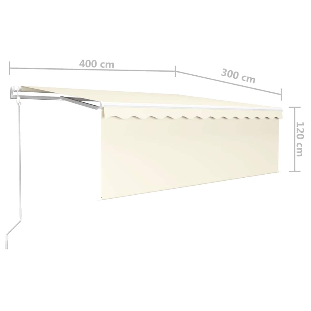 Automatinė markizė su uždanga/LED/vėjo jutikliu, kreminė, 4x3m