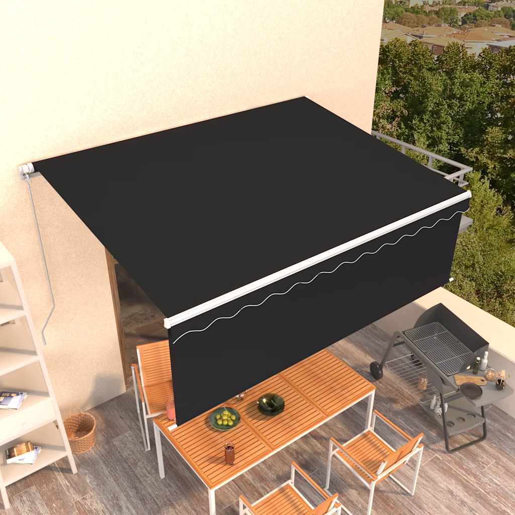 Rankiniu būdu ištraukiama markizė su uždanga, antracito, 4,5x3m