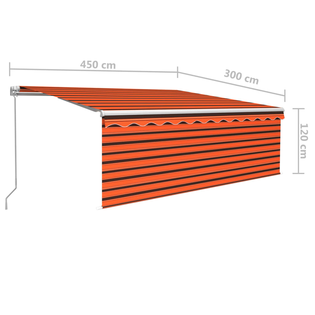 Rankiniu būdu ištraukiama markizė, oranžinė ir ruda, 4,5x3m