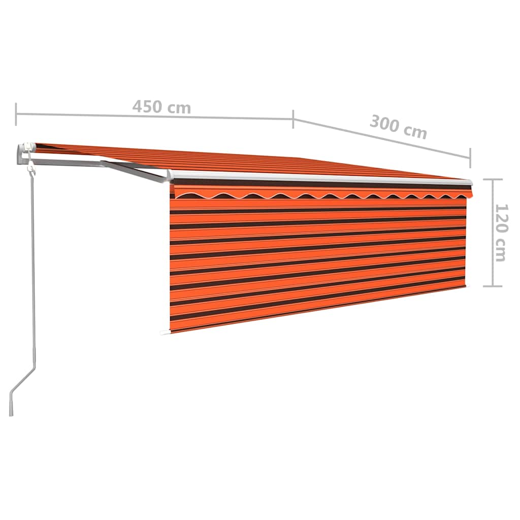 Automatiniu būdu ištraukiama markizė, oranžinė ir ruda, 4,5x3m