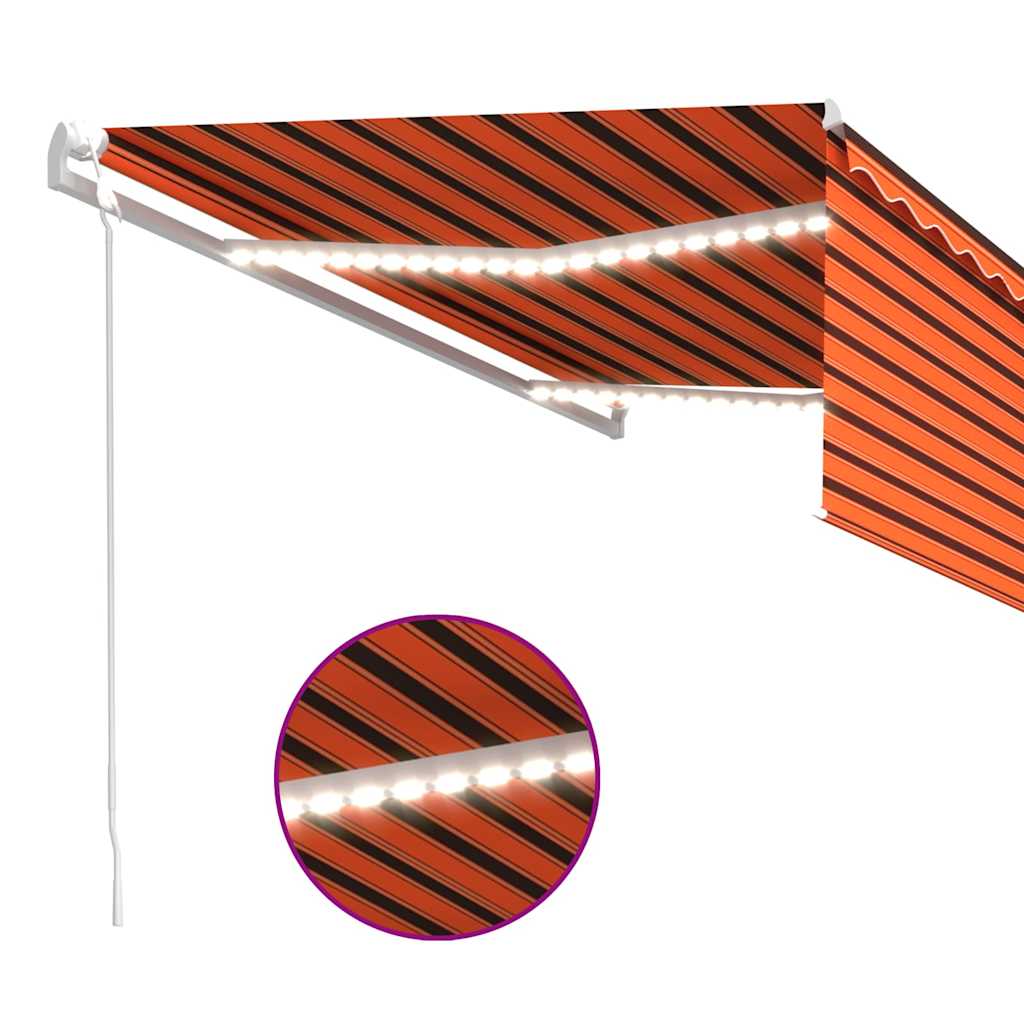 Markizė su uždanga/LED/vėjo jutikliu, oranžinė/ruda, 4,5x3m