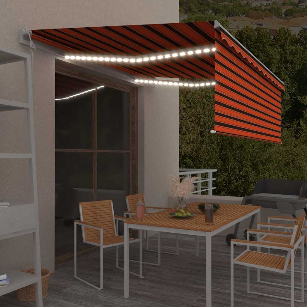 Markizė su uždanga/LED/vėjo jutikliu, oranžinė/ruda, 4,5x3m