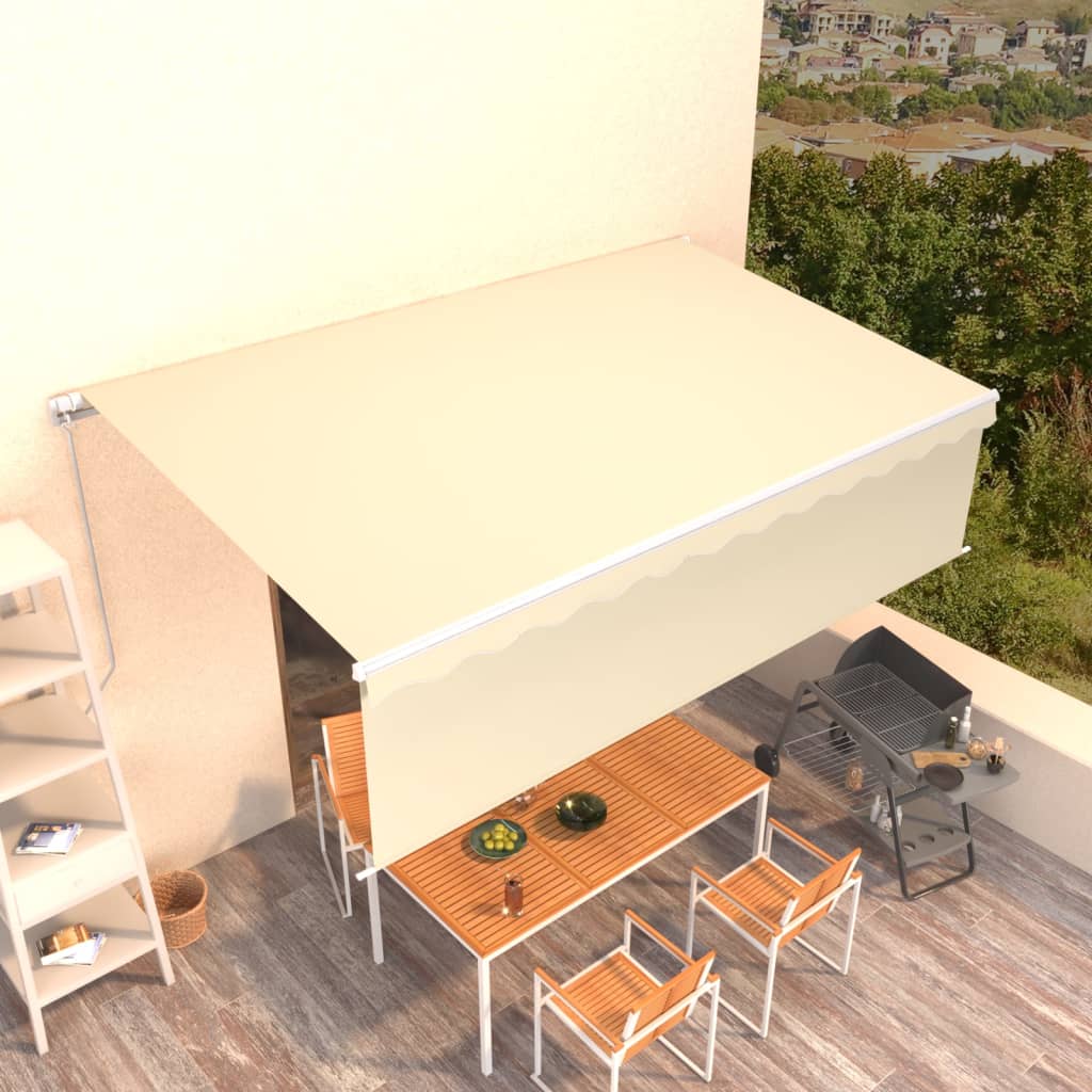 Rankiniu būdu ištraukiama markizė su uždanga, kreminė, 5x3m