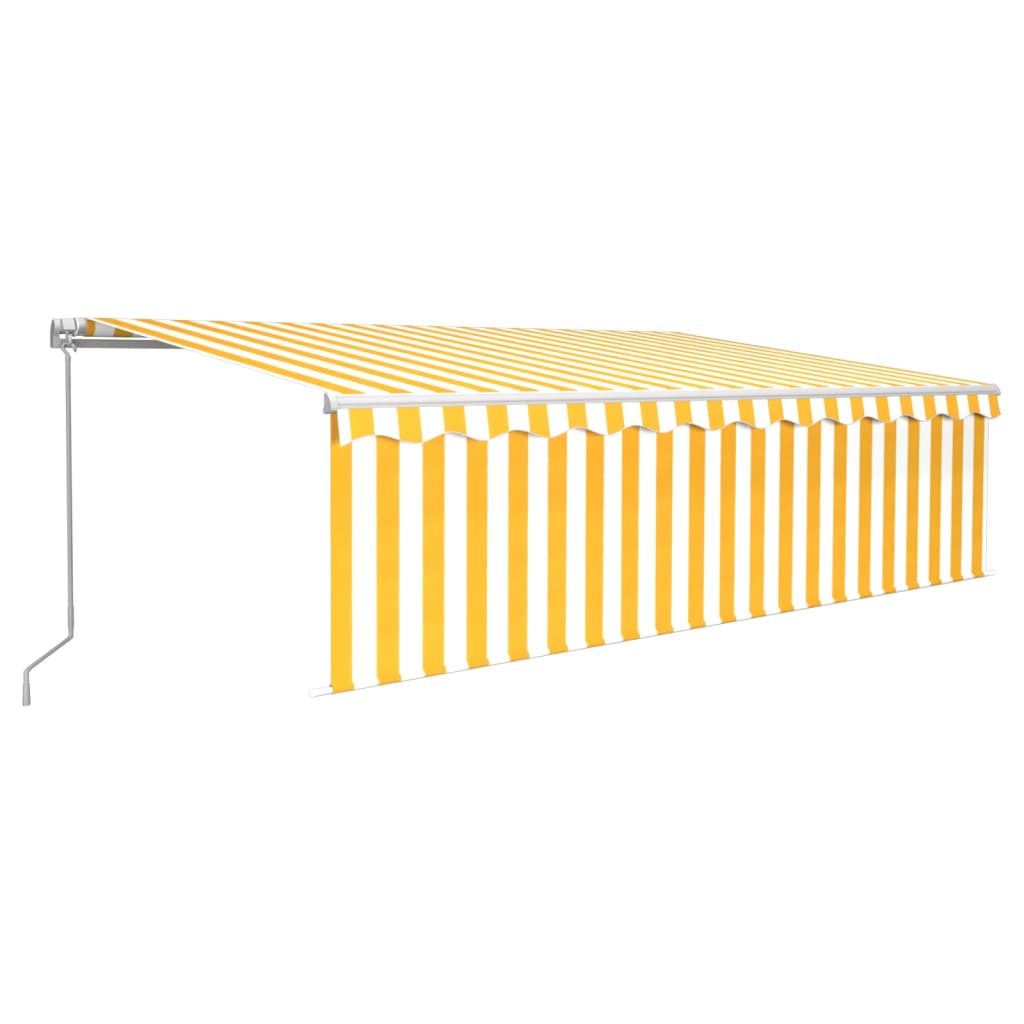 Rankiniu būdu ištraukiama markizė, geltona ir balta, 5x3m