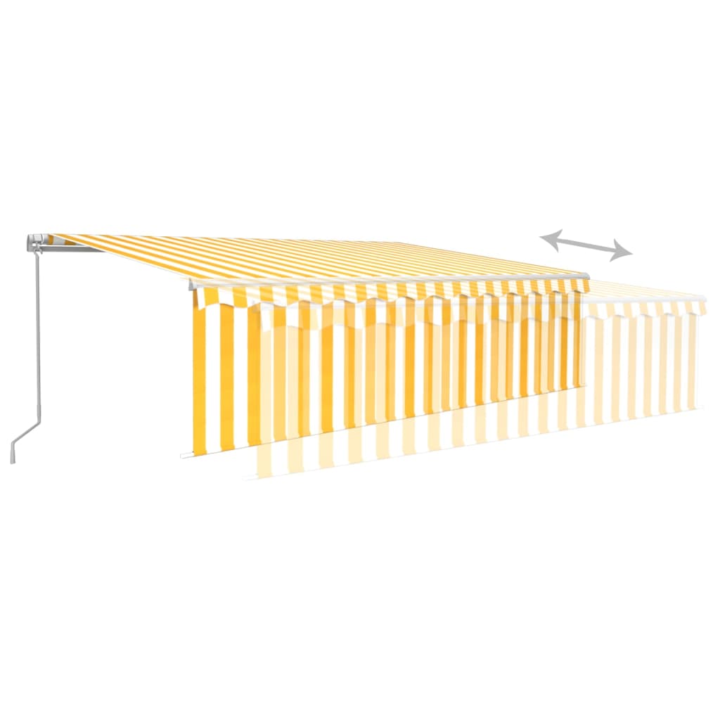 Manual retractable awning, yellow and white, 5x3m