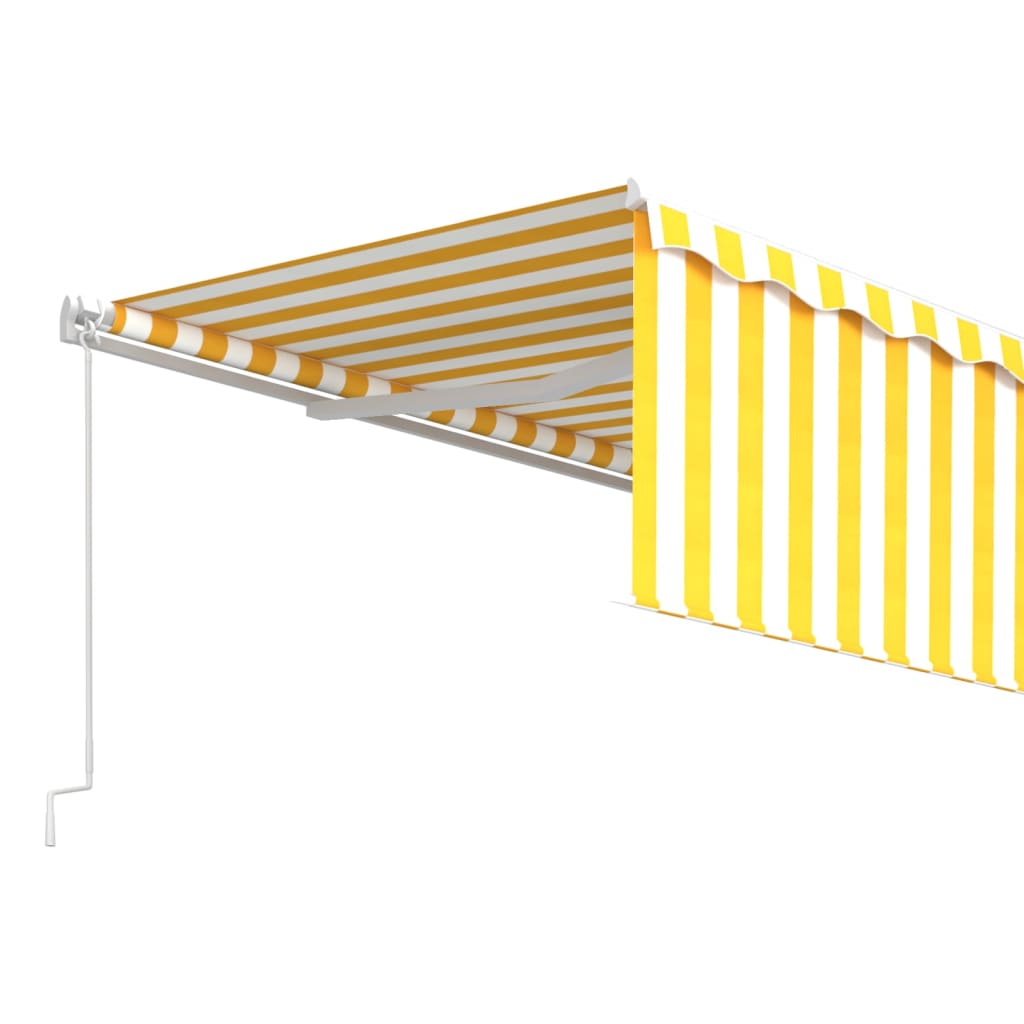 Manual retractable awning, yellow and white, 5x3m