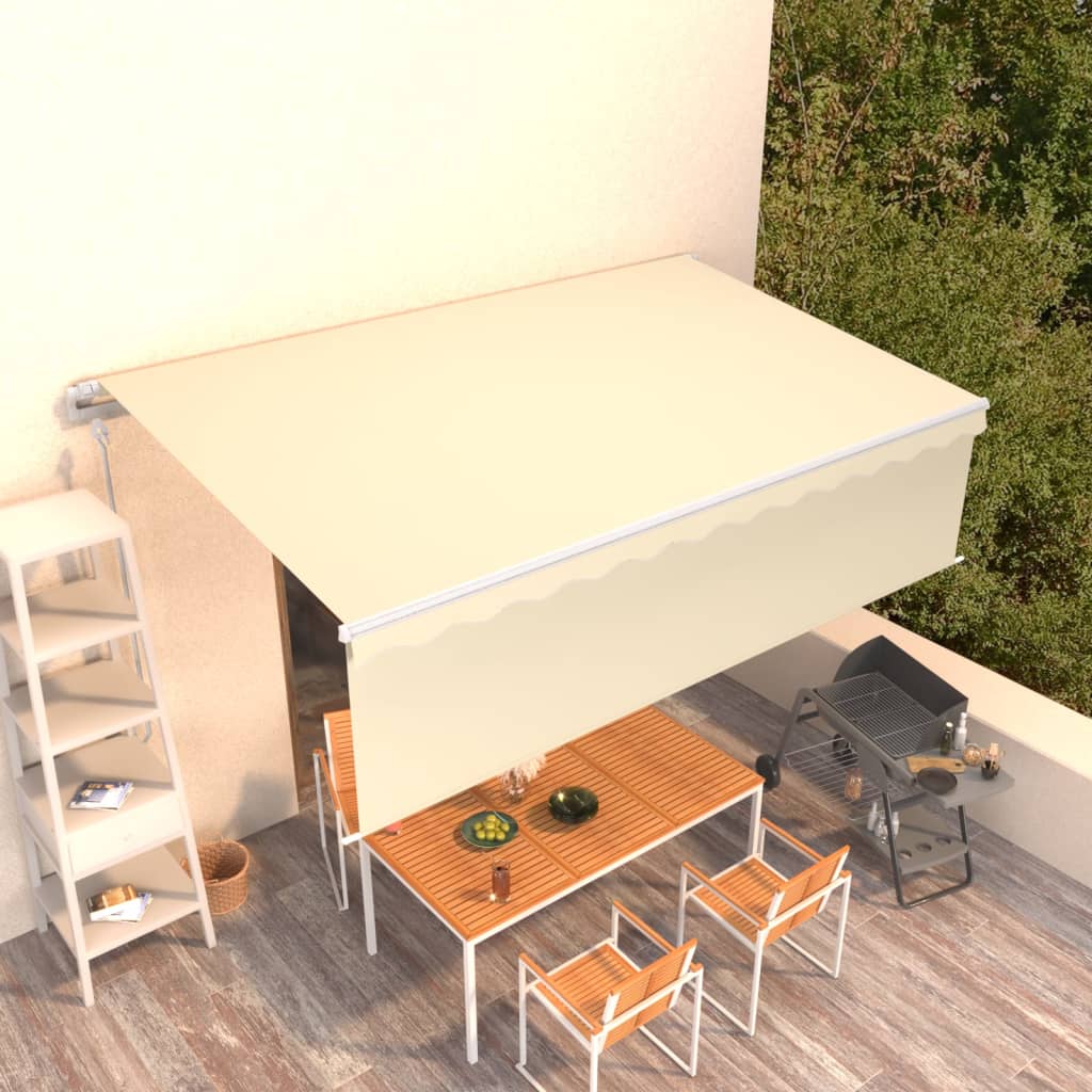 Automatiniu būdu ištraukiama markizė su uždanga, kreminė, 5x3m