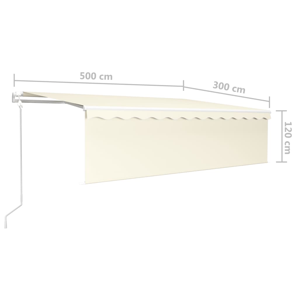 Automātiskā markīze ar karnīzi/LED/vēja sensoru, krēmkrāsa, 5x3m