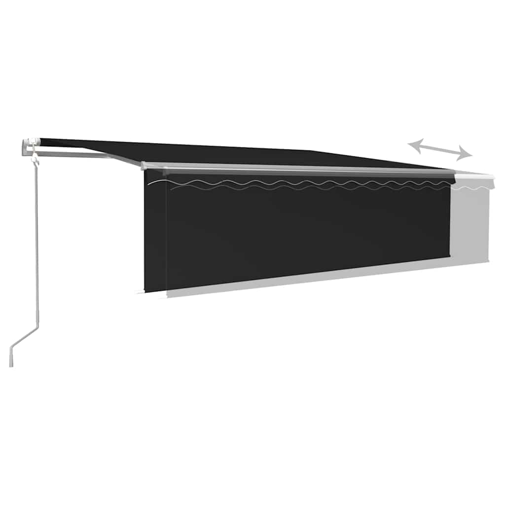 Markizė su uždanga/LED/vėjo jutikliu, antracito, 5x3m