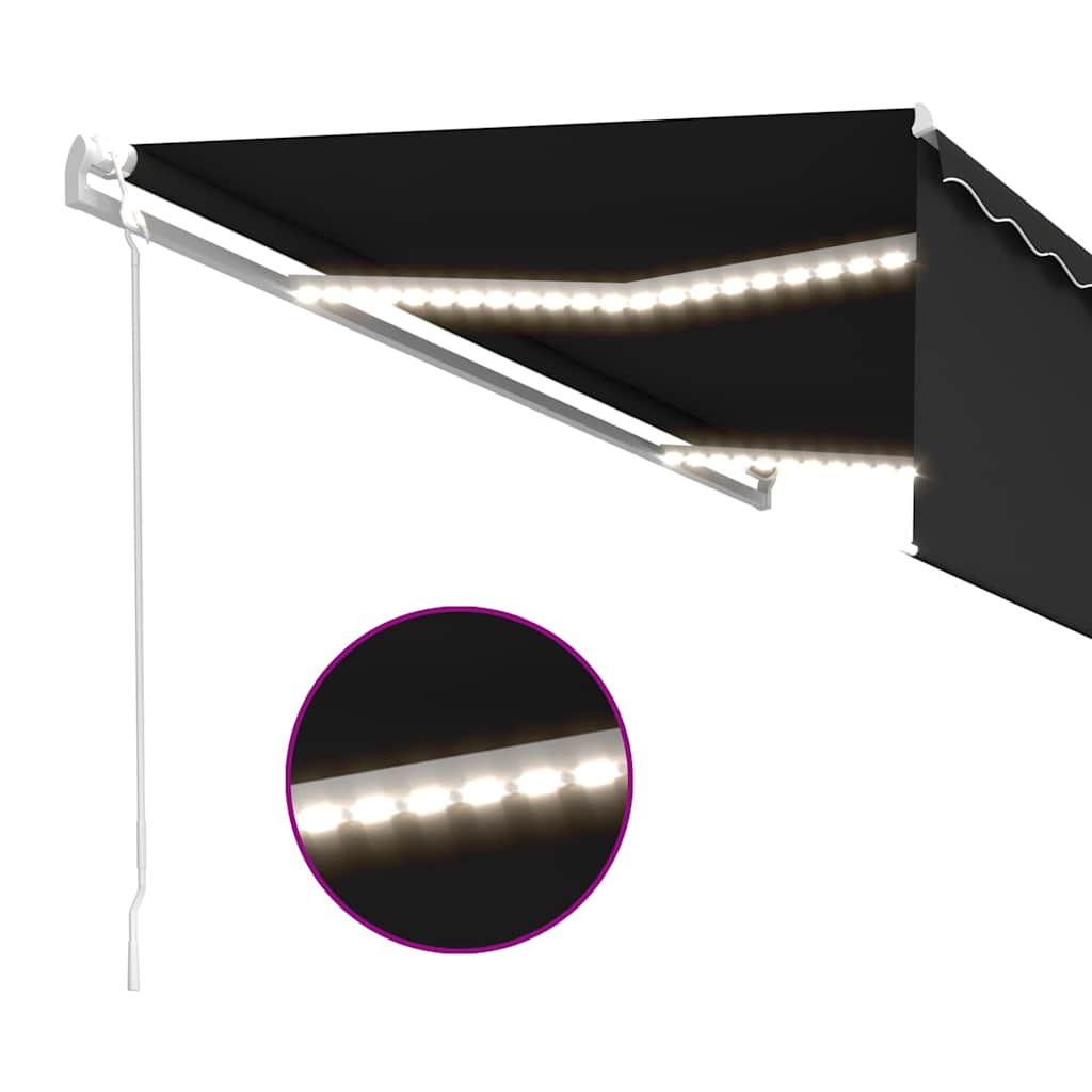 Markizė su uždanga/LED/vėjo jutikliu, antracito, 5x3m