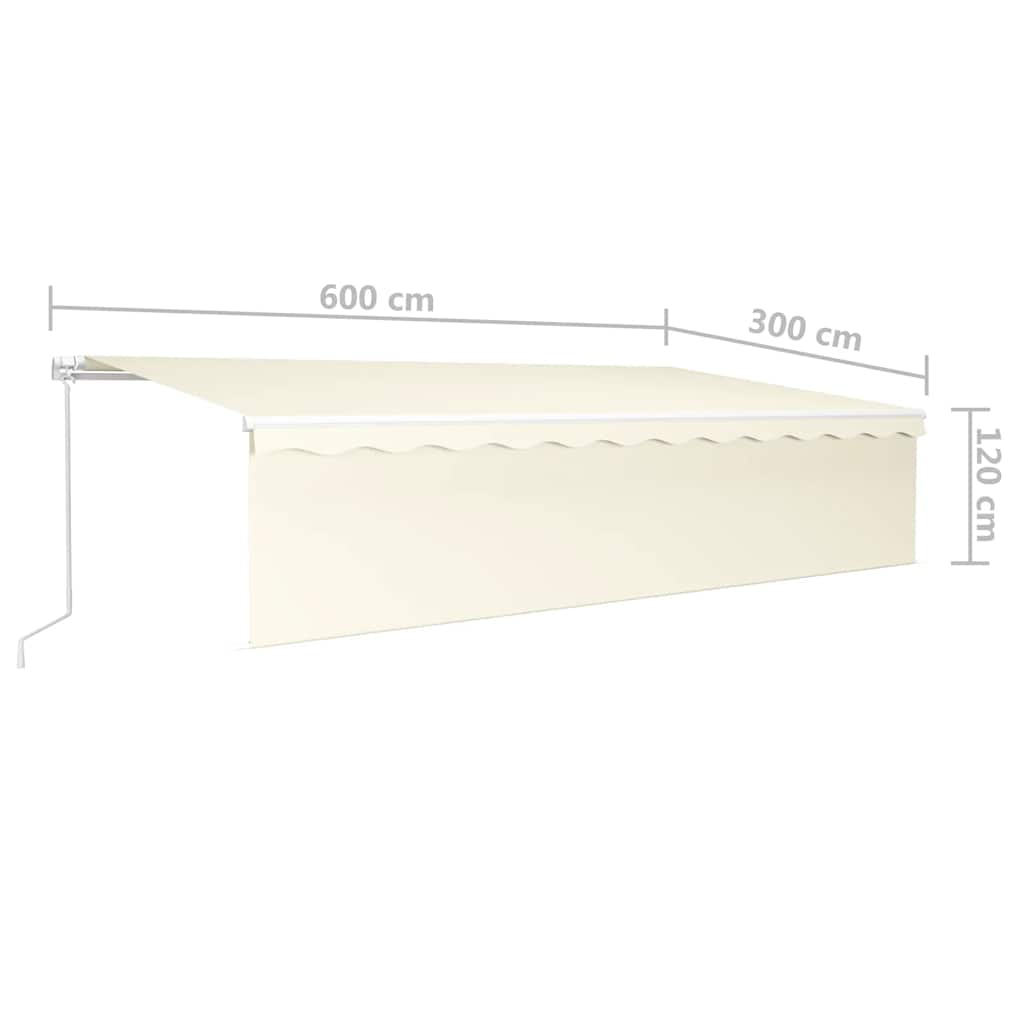 Manuāli izvelkama markīze ar karnīzi, krēmkrāsas, 6x3m