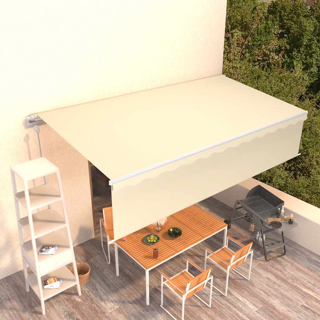 Automatiniu būdu ištraukiama markizė su uždanga, kreminė, 6x3m