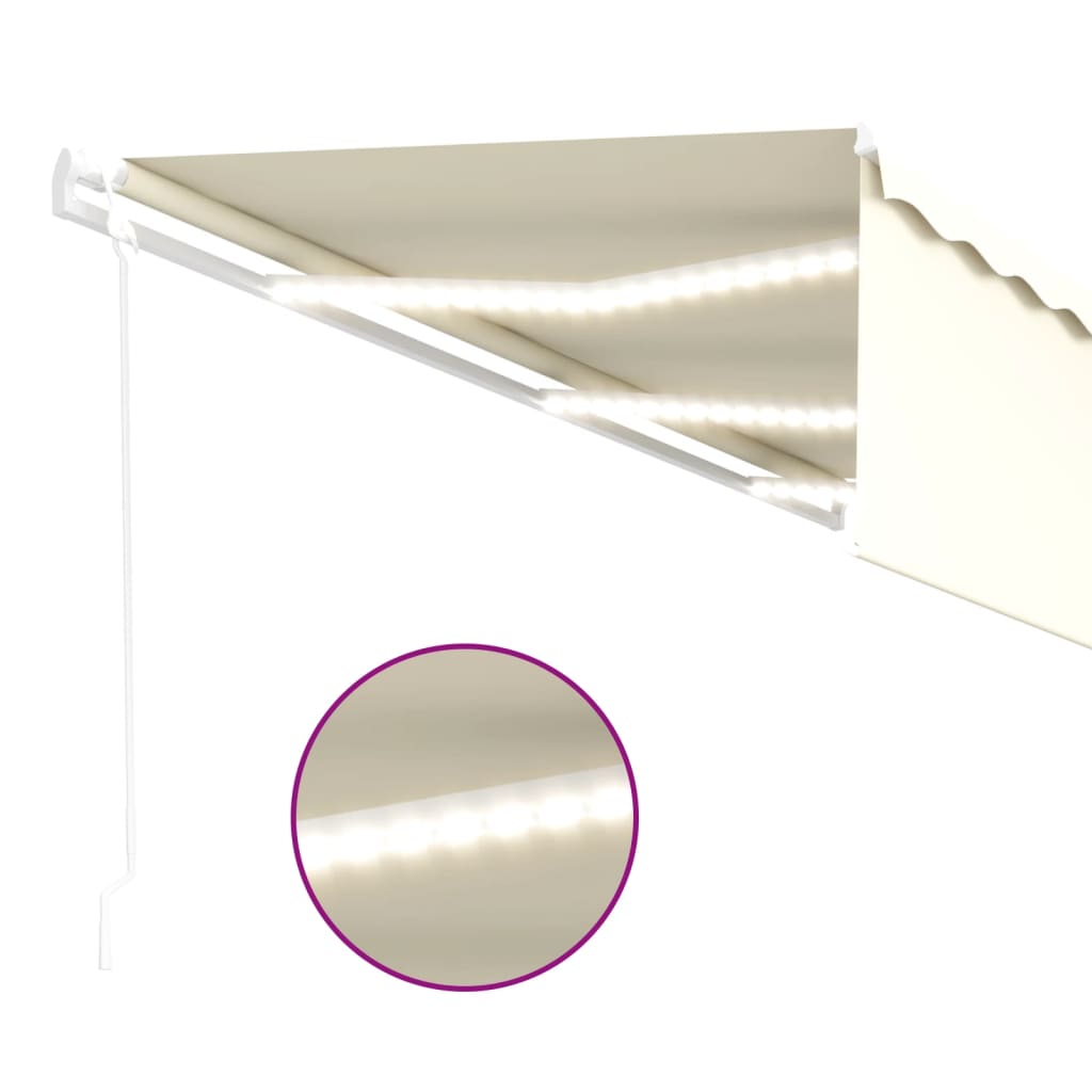 Automatinė markizė su uždanga/LED/vėjo jutikliu, kreminė, 6x3m