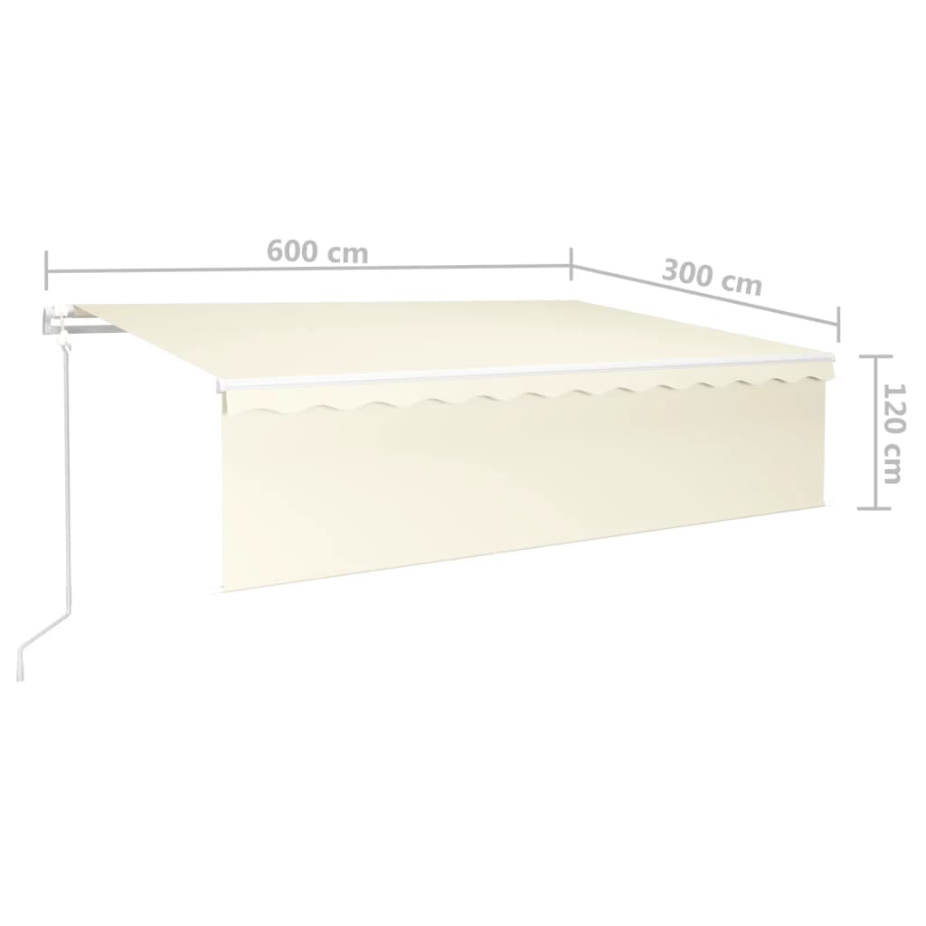 Automatinė markizė su uždanga/LED/vėjo jutikliu, kreminė, 6x3m