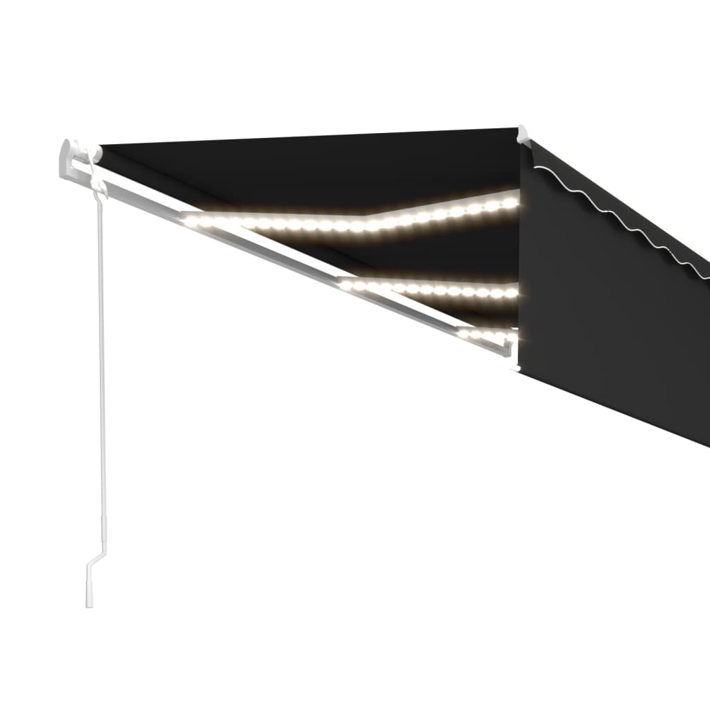 Markīze ar tentu/LED/vēja sensoru, antracīta, 6x3m