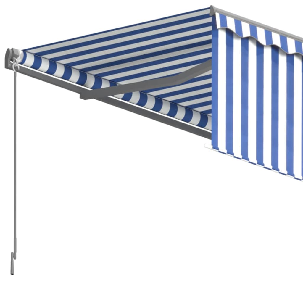 Manually Retractable Awning, Blue and White, 3x2.5m
