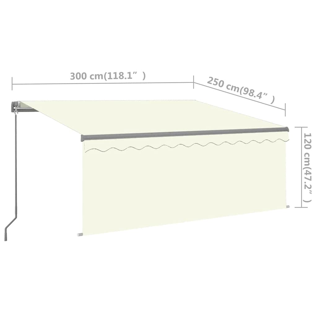Manuāli izvelkama markīze ar karnīzi, krēmkrāsas, 3x2,5m