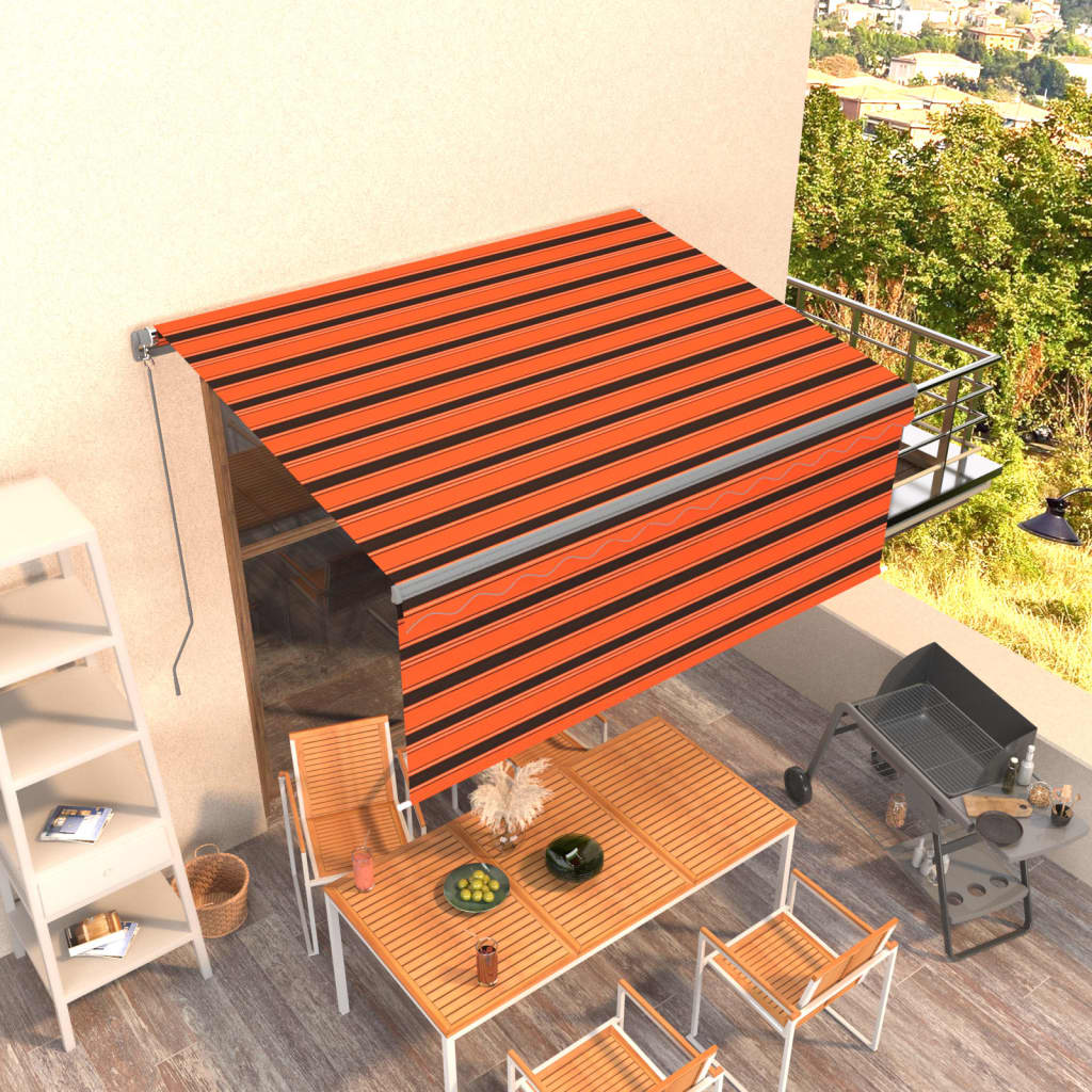 Rankiniu būdu ištraukiama markizė, oranžinė ir ruda, 3x2,5m
