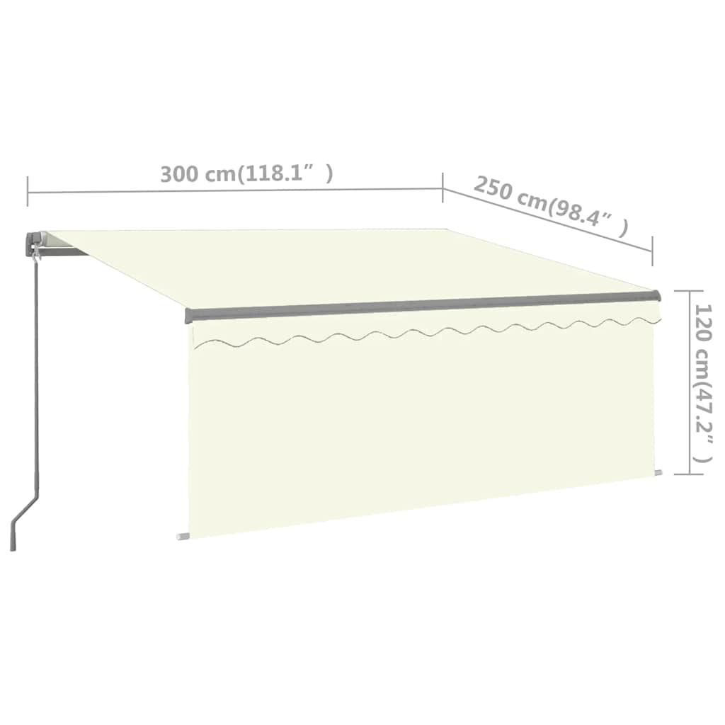 Rankiniu būdu ištraukiama markizė, kreminė, 3x2,5m