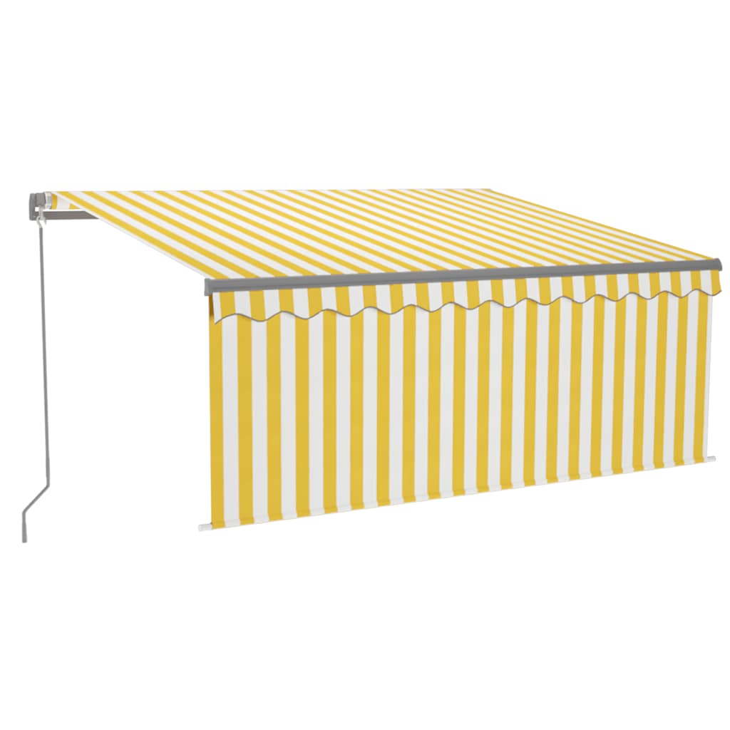 Manually retractable awning, yellow and white, 3x2.5m