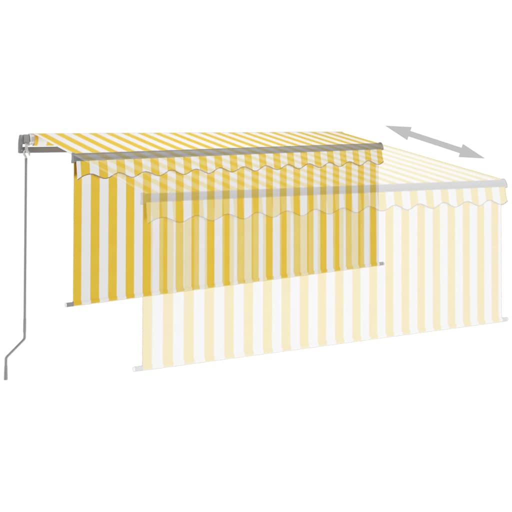 Manually retractable awning, yellow and white, 3x2.5m
