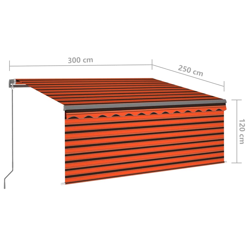 Rankiniu būdu ištraukiama markizė, oranžinė ir ruda, 3x2,5m