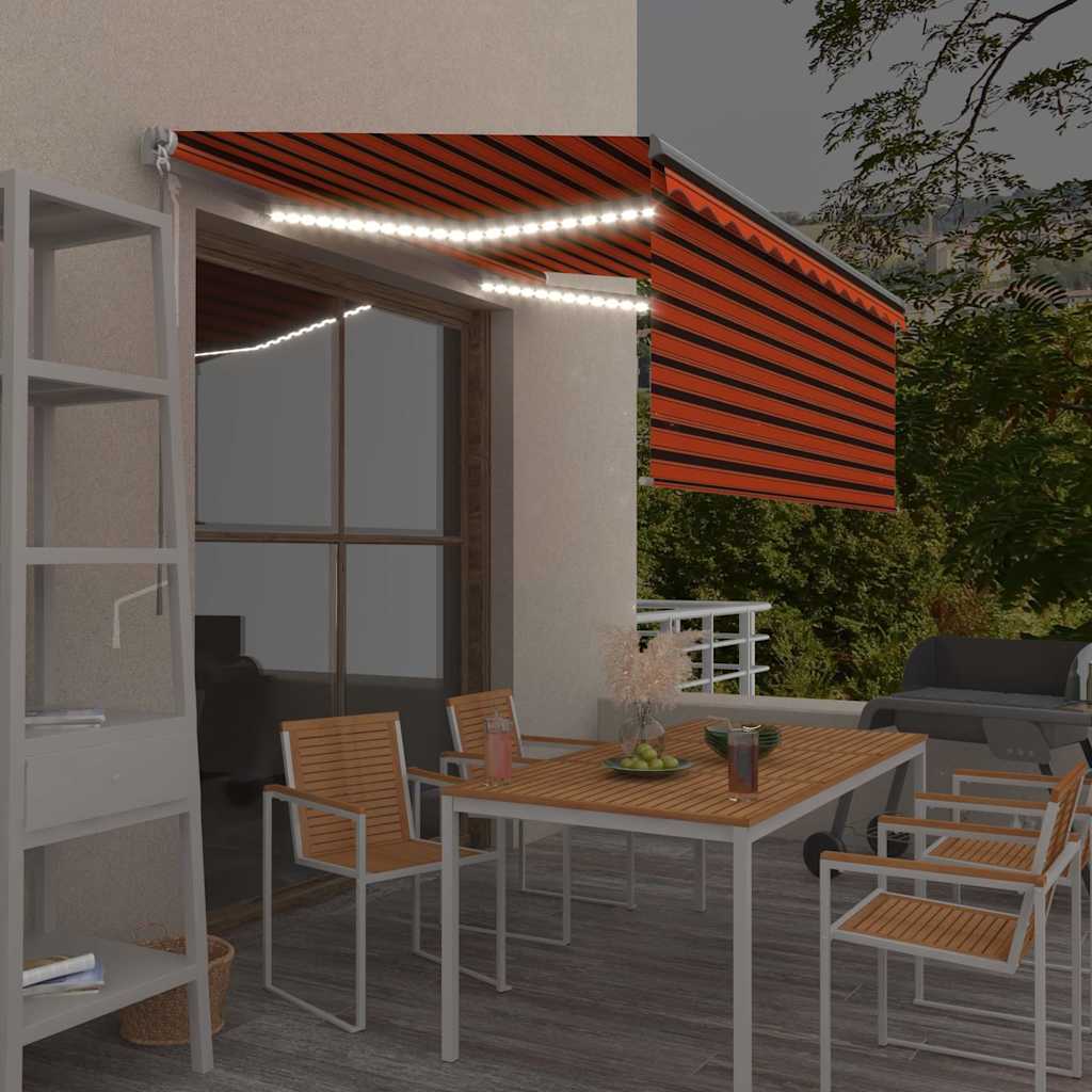 Rankiniu būdu ištraukiama markizė, oranžinė ir ruda, 3x2,5m