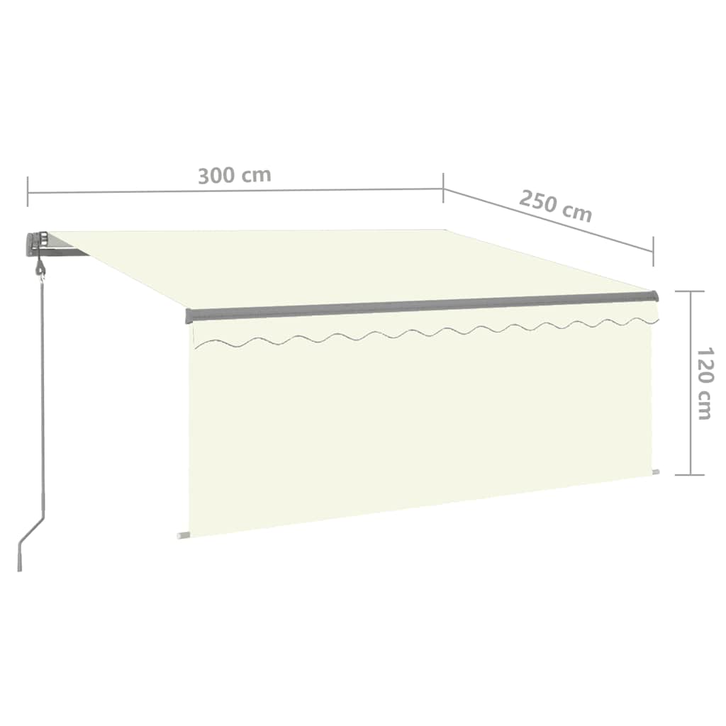 Automatic retractable awning, cream, 3x2.5m